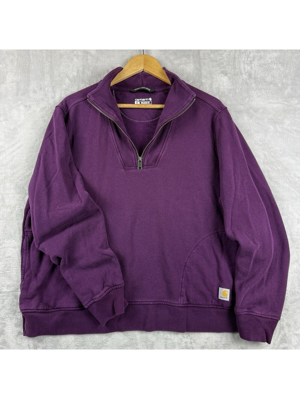 Carhartt Women TENCEL Fiber Series Sweatshirt Relaxed Fit Half Zip Purple SZ XL